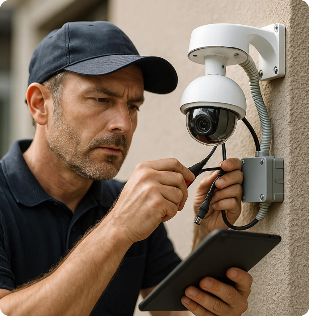 Homeowner monitoring security cameras via app – CCTV Installation Cape Town