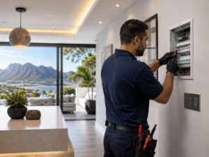 Professional electrician carrying out electrical repairs in Constantia