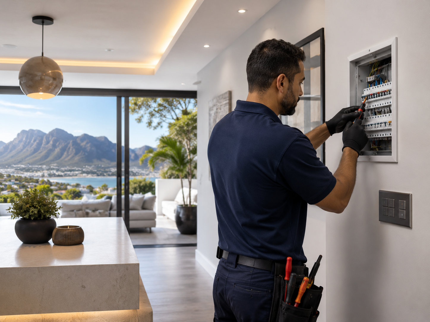 Professional electrician carrying out electrical repairs in Constantia